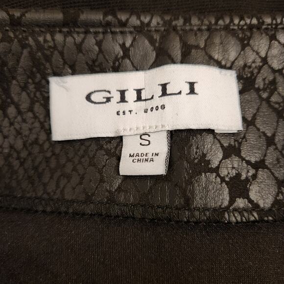 GILLI Black Faux Leather Reptile Print Mini Skirt Punk Rave Goth Emo Witchy S - Picture 4 of 10